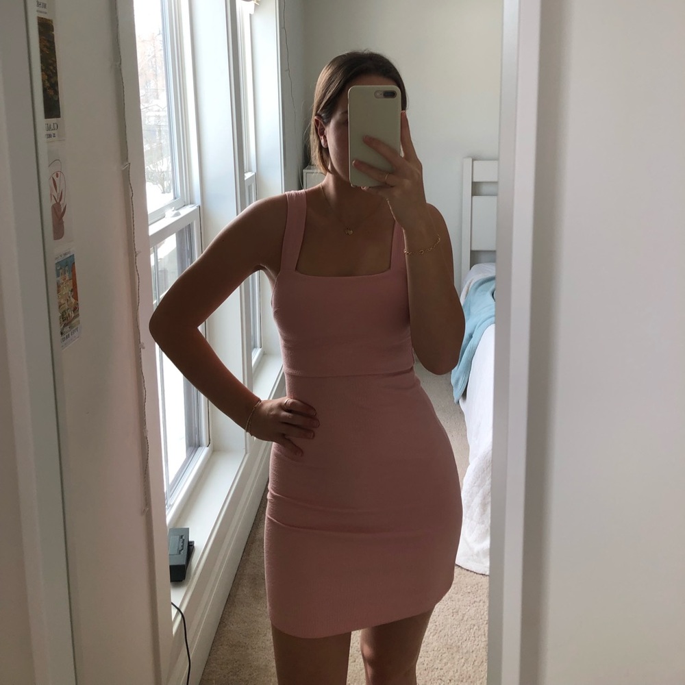 like new light pink urban outfitters textured bodycon dress - Picture 3 of 14
